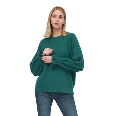 China Women's O Neck Breathable Wool Blended Sweater Long Sleeve Pullover For Autumn Winter for sale