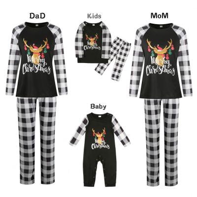 China Masheng Merry Christmas Letter Print Sleepwear Breathable Winter For Family Two Piece Pajamas Set Women Cartoon Printed Toddler Pajamas for sale