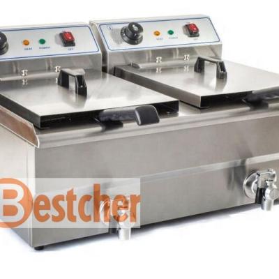 China 2-Tank 2-Basket BESTCHER COMMERCIAL EQUIPMENT 26L 9000W DEEP FRYER WITH TAP CE,ROHS,IEC,SAA for sale