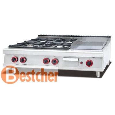 China LPG2800~3700Pa SUPPLY EQUIPMENT BESTCHER COOKING RANGE Gas Stove with 4-Burner and Griddle, CE, ROHS, IEC, SAA for sale