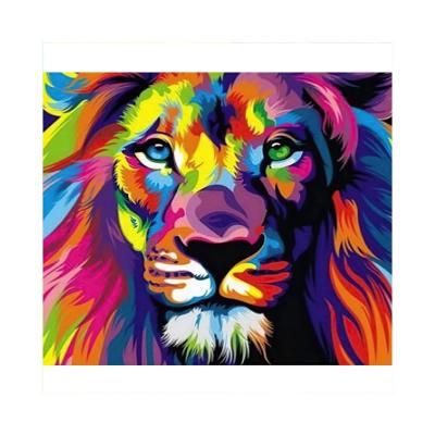 China Modern 5D DIY Diamond Painting Drill Round Gem Art Cross Stitch Diamond Paint by Numbers Mosaic Kit Colorful Lion for sale