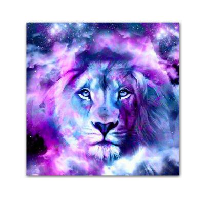 China Modern 5D DIY Diamond Painting Full Drill Round Gem Art Purple Lion Cross Stitch Diamond Paint by Numbers Animal Mosaic Kit for sale