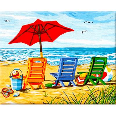 China Modern 5D DIY Diamond Painting Beach Chair Full Drill Around Gem Art Cross Stitch Diamond Paint By Numbers Mosaic Kit Sea for sale