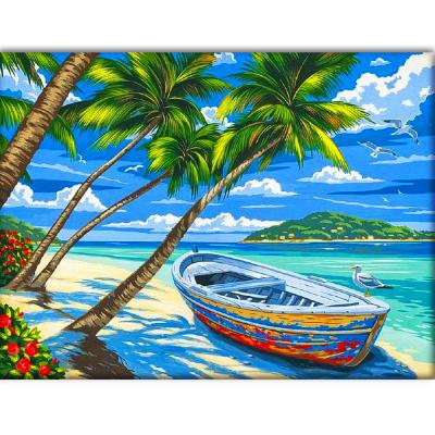 China Modern 5D DIY Diamond Painting Sea View Full Drill Round Gem Art Boat Cross Stitch Diamond Paint By Numbers Mosaic Kit for sale