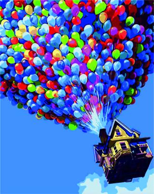 China Modern Wonderful Hot Air Balloon House For Adults 5D DIY Crystal Diamond Painting Children Gift for sale