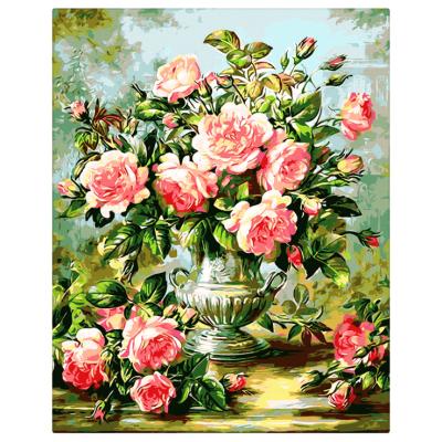 China Modern TINY FUN adult canvas color by number oil painting rose flower digital painting for sale