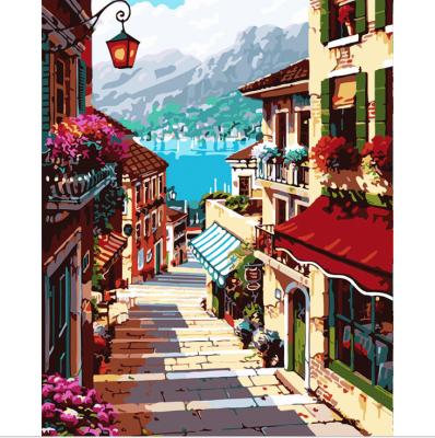 China Modern Adult DIY Oil Painting Vacation Landscape Painting Digital Painting Tool for sale