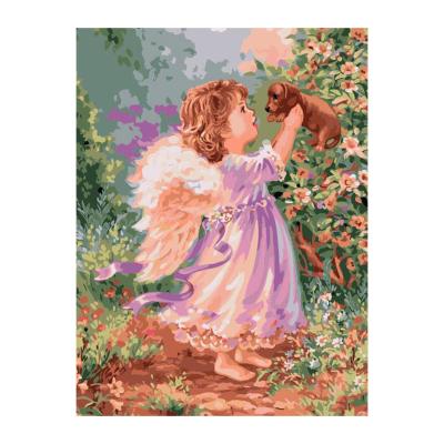 China Angel Girl Diy Painting By Traditional Numbers Hand Painted Canvas Painting Home Wall Art Picture For Living Room Unique Gift 40x50 for sale