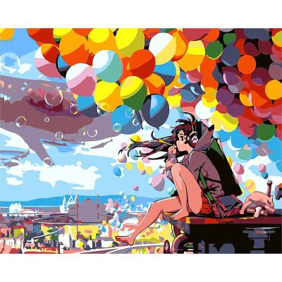 China FUNAnime modern TINY balloonsPainting by numbers acrylic paint handpainted oil painting on canvas for home decor for sale