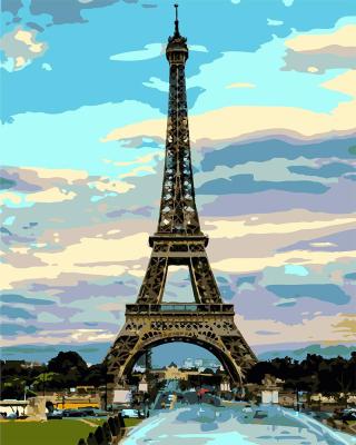 China Modern Paint By Number Kits Oil Painting Eiffel Tower Decoration Canvas Diy Paint Draw By Number for sale