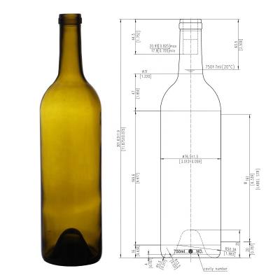 China Encore Packaging Lift In Empty 750ml 540g Red Wine Bottle Stock Antique Green Bordeaux Bottles for sale