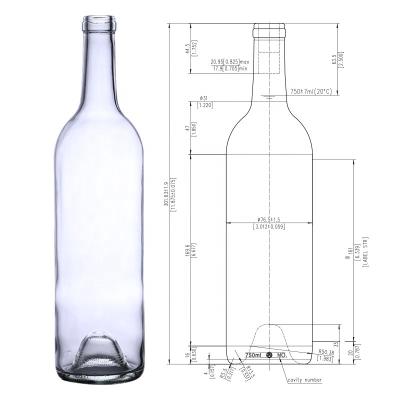 China Bed Stock Encore Packaging Flint Wine Bottle Cork Finished 750ml Bordeaux Red Wine Bottle for sale