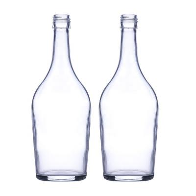 China High Quality Empty Slim Base 750ml 530g Round Glass Bottle Liquor Bottle For Whiskey for sale