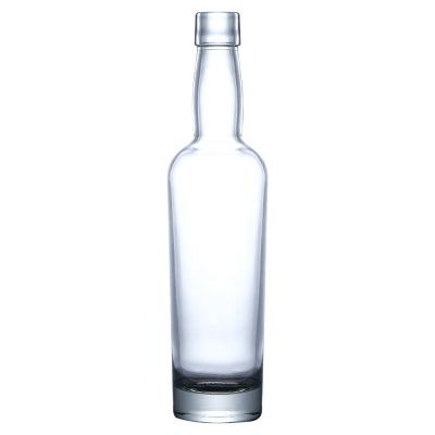 China D-2718 750ml Thick Base Clear Rum Gin Spirit Bottle Bar Top Glass Liquor Bottle for sale