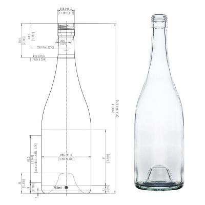 China Lift 750Ml Burgundy Wine Bottle Flint Glass Bottle Red Wine Bottle for sale