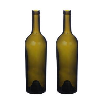 China Lift Up Factory Custom Green Bordeaux 750ml Empty Wine Bottles Bottles Antique for sale