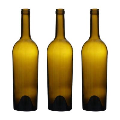 China Lift Buy 750ml Bulk Antique Green Red Wine Bottle Bordeaux Glass Bottles for sale