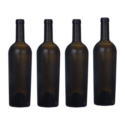 China Lift Up Cheap Price Bordeaux 750ml Custom Bottle Clear Antique Green Empty Wine Bottle for sale