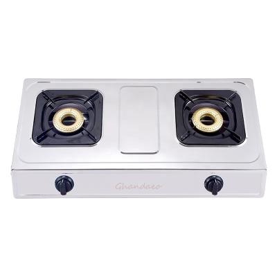 China Wholesale Hotel 2 Burner Stainless Steel Burner Brass Desktop Ignition Gas Stove Automatic Kitchen Appliances for sale