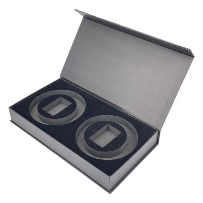 China Recycled Materials Wholesale Black Folding Gift Paper Box Low MOQ Luxury Magnetic Lid Closure for sale