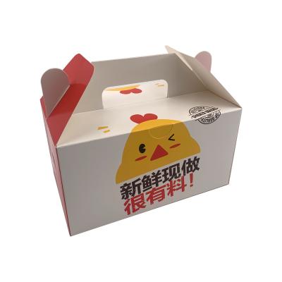 China Disposable Fried Chicken With Box Tray Factory Sells Inner Handle Dessert Box Kraft Paper Roll Snack Boxes Straight Foodbox Kraft Paper 100 Pcs for sale