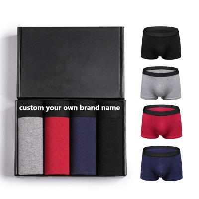 China Waistband and Logo Men Cotton Boxer Trunks Custom Antibacterial Underwear China Factory for sale