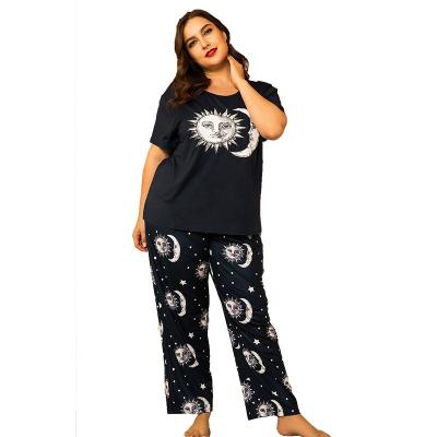 China QUICK DRY Plus Size Summer Women Sleepwear Pajamas Set Long Sleeves Knitted Loungewear for sale