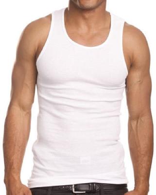 China QUICK DRY Mens White Cotton 100% Ribbed Tank Top Shirts A Sizes S-XL 6 Pack for sale