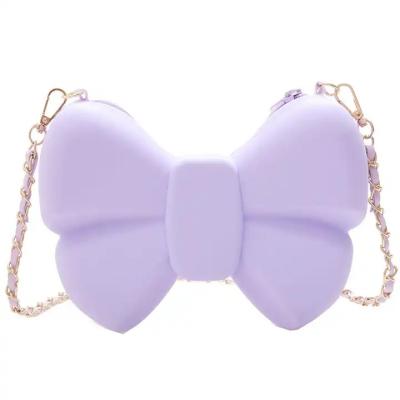 China Other Hot Selling Children's Silicone Bags Women's Mini Purse Girl Accessories Chain Bowknot Handbag Shoulder Bag for sale