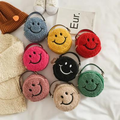 China Other Hot Selling Cute Smiley Pattern Children's Designer Handbags Girl Shoulder Cross Mini Messenger Bag Cartoon Plush - Body Bag for sale