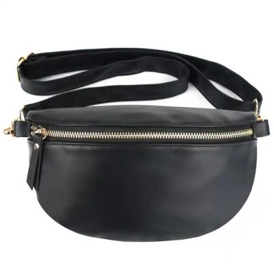 China Waterproof Solid Color Belly Bag Outdoor PU Leather Bum Bags Men Women Fanny Pack Cross - Removable Body Strap Shoulder Chest Chest Waist Bags for sale