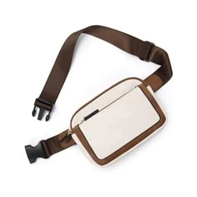 China Water Proof Faux Vegan Leather Cross - Body Chest Bag Fanny Pack Adjustable Shoulder Strap 3 Zipper Pockets Lady Lightweight Waist Bag for sale