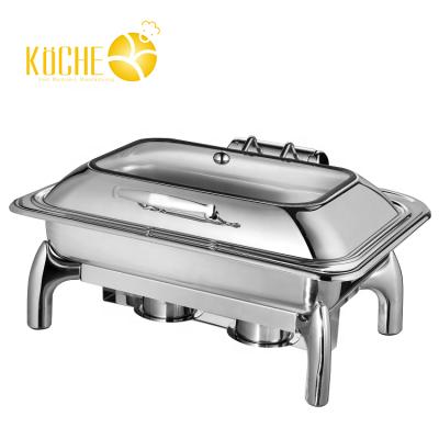 China Easily Cleaned Hydraulic Oblong Food Stove Restaurant Buffet Chafing Dish Durable Warmer Stainless Steel for sale