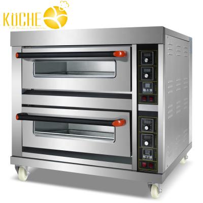 China Energy Saving Two 2 Deck Layers 2 Two Trays Pans Making Electric Convection Bakery Pizza Bread Cake Oven Deck Oven for sale