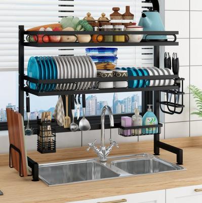 China Contemporary Simplicity Stainless Steel Dish Drainer Rack Kitchen Over The Sink Dish Drying Rack for sale