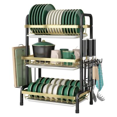 China detachable & Increase Space Multi-Layer Buffet Organizer Bowl Cups Spoon Storage Dish Drying Rack Kitchen Baskets Steel Carbon Steel for sale