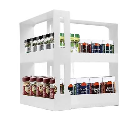 China Vintage White Kitchen Rotating Revolving Slide Out Organizer Spices Organizer Shelves Slide Jar Bottle Storage Rack Kitchen Cabinet for sale