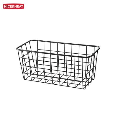 China Multi-scenario/Rectangle Square Metal Living Room Basket Wall Multifunctional Wire Basket Storage Hanging Welding Stackable Decorative Basket for sale