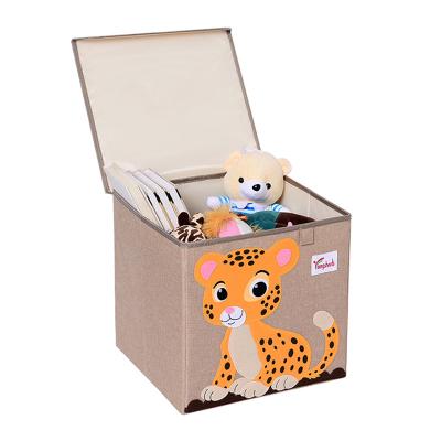 China 2022 Newest Cartoon Stereoscopic Cartoon Pattern Cube Foldable Animal Storage Bins For Kids Play Storage Boxes With Lids for sale