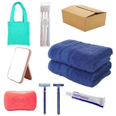 China 14 Pcs Towel Toothpaste Toothbrush Soap Razor Mirror Package Hotel Minimalist Wholesale Cheap Factory Supply Direct Hotel Supplies for sale