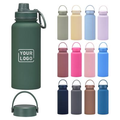 China Stainless Steel Custom Vacuum Viable Logo Wide Mouth Water Bottle Double Wall Outdoor Sports Thermo Insulated Water Bottle for sale