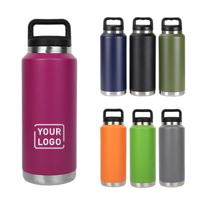 China Custom Durable 18oz 36oz 64oz Double Wall Vacuum Insulated Stainless Steel Powder Coated Dishwasher Safe Vacuum Water Bottle for sale