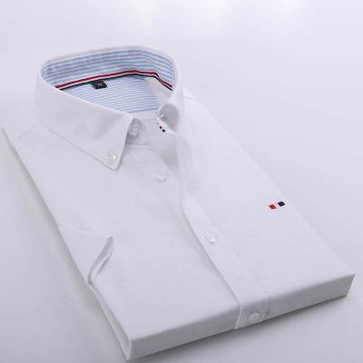 China High Quality Cotton White Lapel Anti-pilling Casual Slim Fit Men's Short Sleeve Shirt for sale