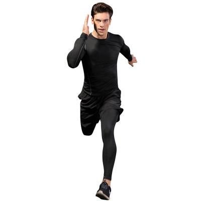 China Customization Breathable Wholesale Sports Long Pants Quick-drying Running Tight Men's Gym Two-Piece Set for sale