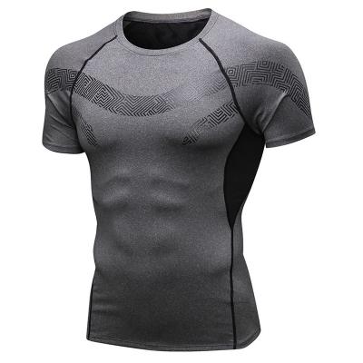 China Free Sample Breathable Tight Short Sleeve Men's Elastic Top Quick Dry And Breathable T-shirt Sports Fitness Clothing for sale