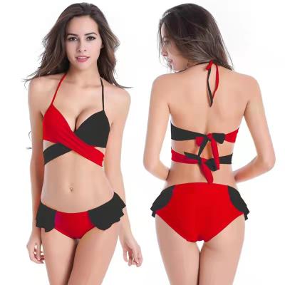 China Breathable New Bandage Bikini Two Color Mix And Match To Gather Women Swimwear for sale