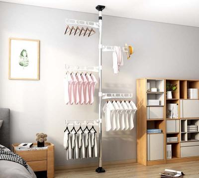 China Easy To Install Wholesale Low Price Vertical Clothes Stand Retractable Cheap Coat Hanger Without Punch for sale