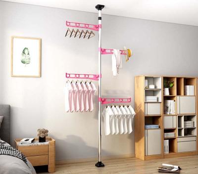 China Easy to install China factory seller vintage bedroom living room telescopic balcony can use coat rack hanger for sale