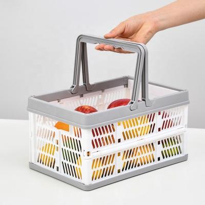 China Factory Made Folding Fruit Basket Toy Book Storage Foldable Plastic Case With Handle for sale