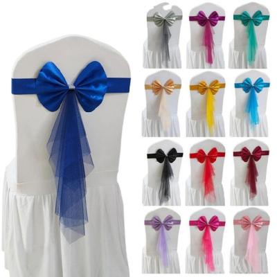 China Simple Hot Selling Decorative Chair Sashes Feast Wedding Romantic Chair Bands Chair Sash Ties for sale